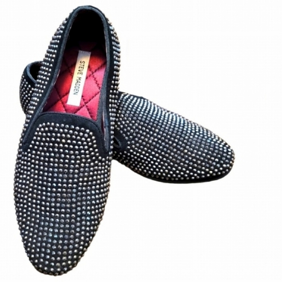 Steve Madden Men's Caviar Slip on Studded Dresss Loafers Men's Prom Shoes 8.5